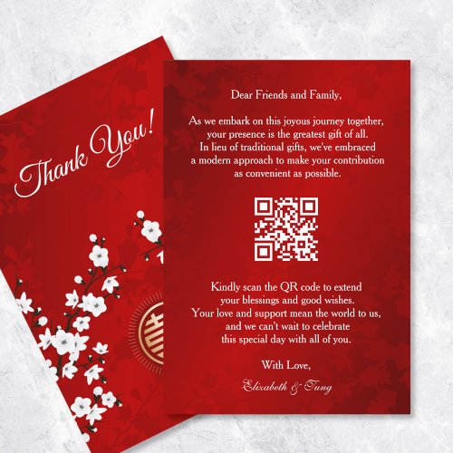 Chinese Wedding QR Code Money Gift Enclosure Card