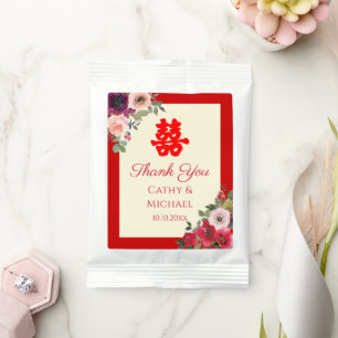 Chinese wedding red garden floral double happiness lemonade drink mix