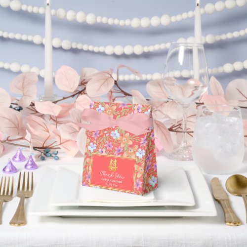 Chinese wedding red Pastel flower pattern Favor Boxes