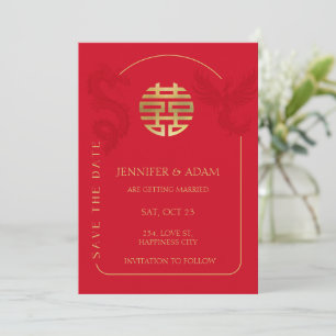 Chinese Wedding Save the Date Asian Card Double Xi