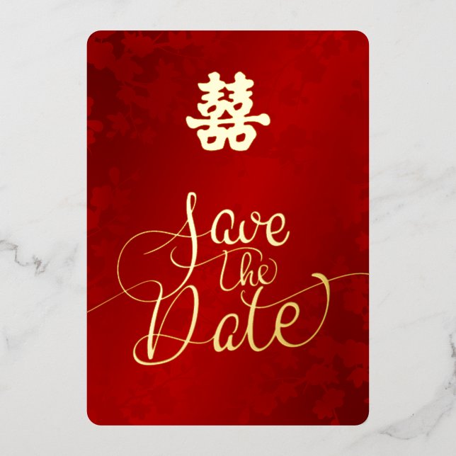 Chinese Wedding Save The Date Foil Invitation (Front)