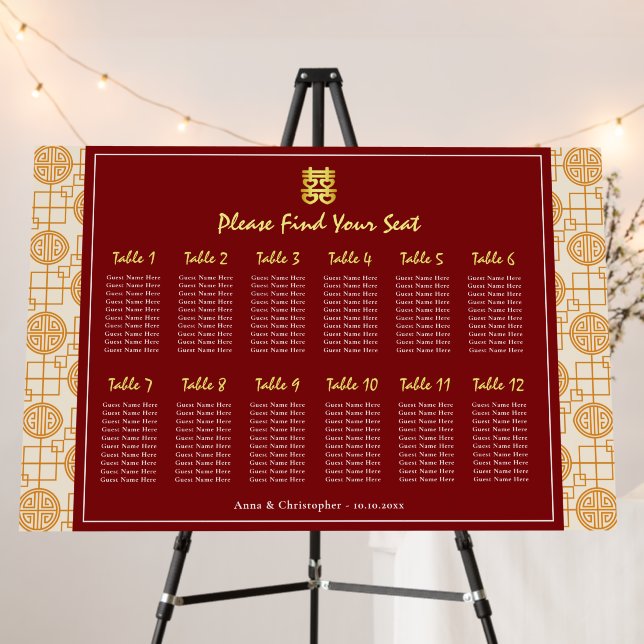 Chinese wedding seating chart auspicious peranakan foam board (In Situ (Stand))