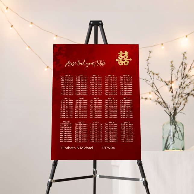  Chinese Wedding Seating Chart Foam Board (In Situ (Stand))