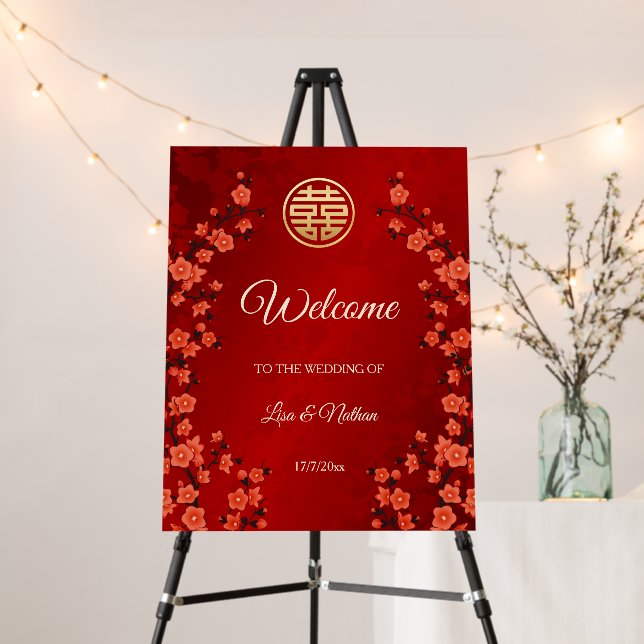 Chinese Wedding Wedding Welcome Foam Board (In Situ (Stand))