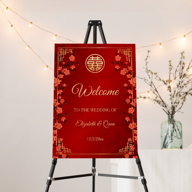 Chinese Wedding Wedding Welcome Foam Board (In Situ (Stand))