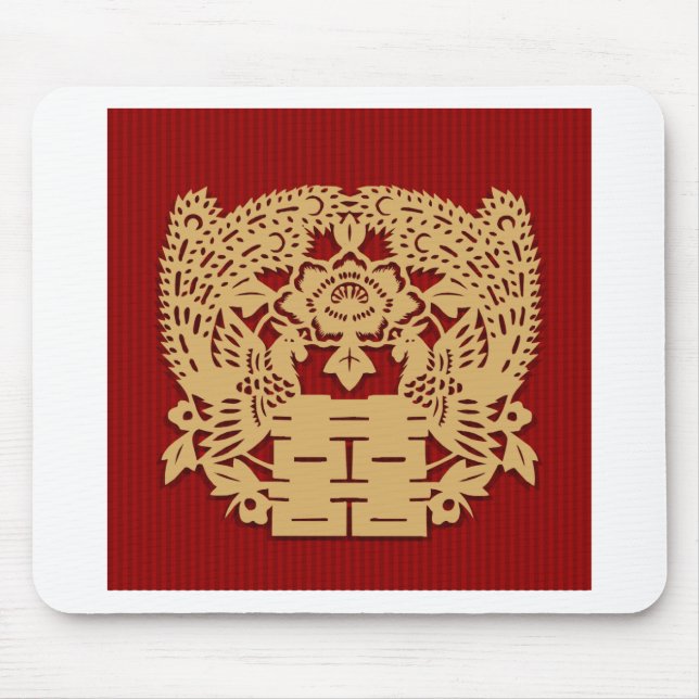 Chinese wedding with double happiness mouse pad (Front)