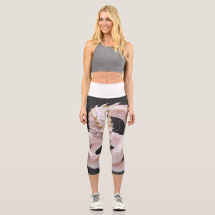 Chinese White Gold Dragon Art Fantasy Design With  Capri Leggings