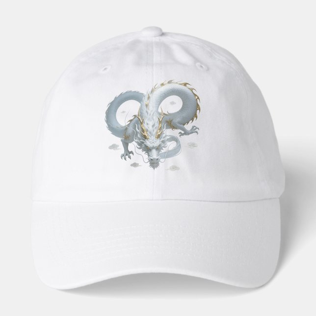 Chinese White Gold Dragon Art Fantasy Design With  Hat (Front)