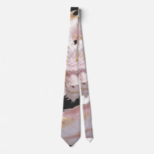 Chinese White Gold Dragon Art Fantasy Design With  Neck Tie