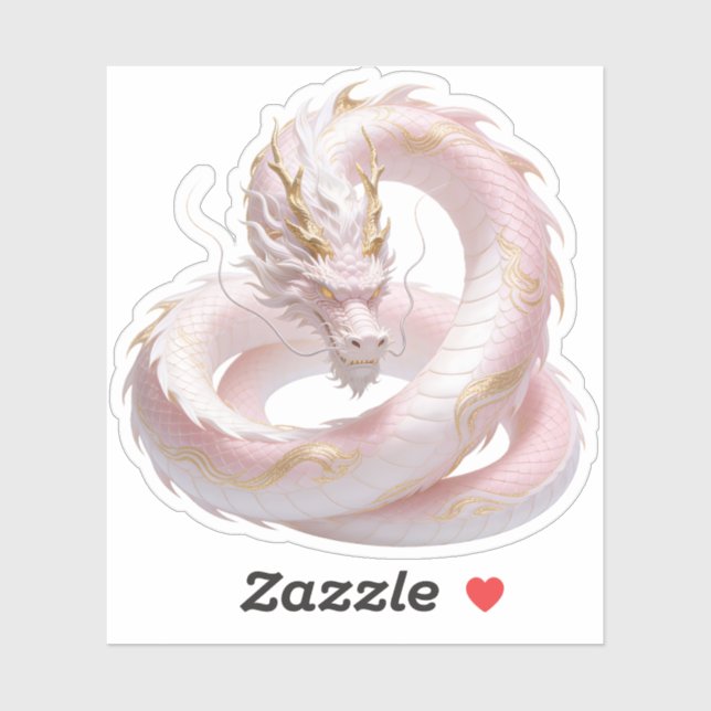 Chinese White Gold Dragon Art Fantasy Design With  Sticker (Sheet)