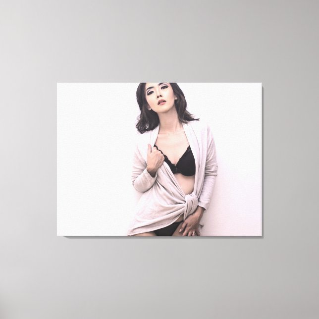 chinese woman showing bra and pants canvas print (Front)