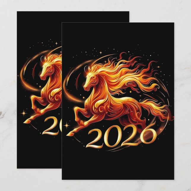 Chinese Year of Horse 2026 Celebrations Holiday Card (Front/Back)