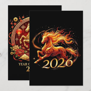 Chinese Year of Horse 2026 Celebrations Holiday Card