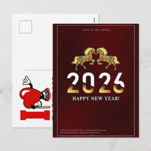 Chinese Year of Horse 2026 Celebrations  Holiday Postcard