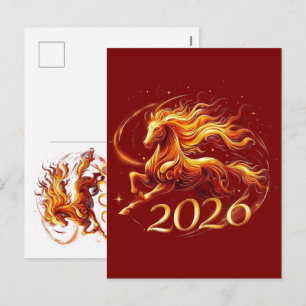Chinese Year of Horse 2026 Celebrations Holiday Postcard