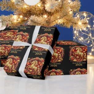 Chinese Year of Horse 2026 Celebrations Wrapping Paper