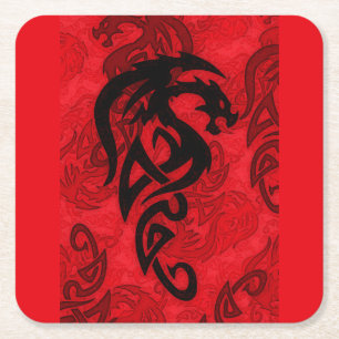 Chinese Year of the Dragon Art   Square Paper Coaster