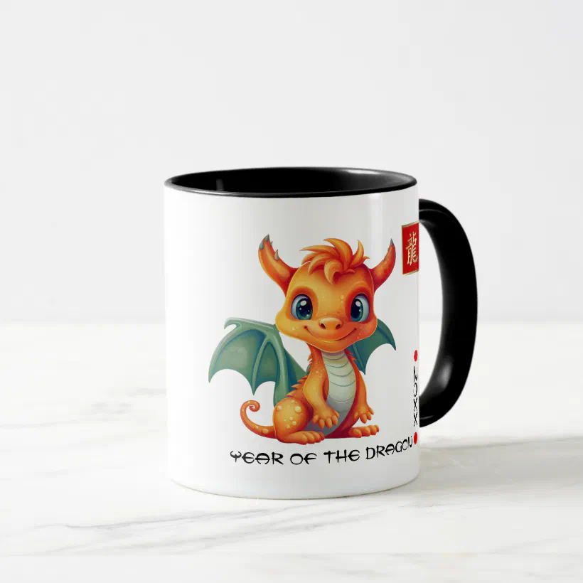 Chinese Year of the Dragon | Custom Year & Name Mug (Front Right)