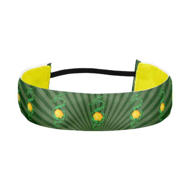 Chinese Year of the Dragon Jade Green Athletic Headband (Front)