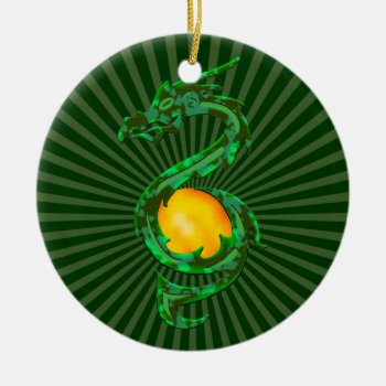 Chinese Year Of The Dragon Jade Green Ceramic Ornament by sumwoman at Zazzle