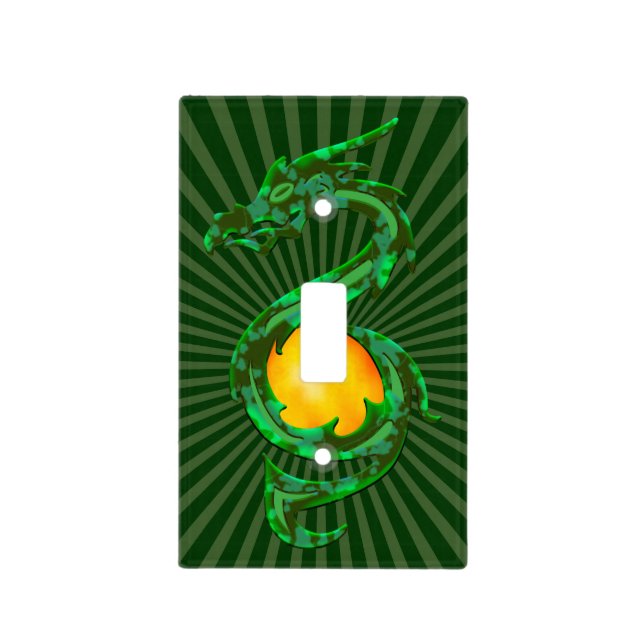 Chinese Year of the Dragon Jade Green Light Switch Cover (Front)