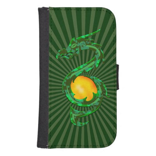 Chinese Year of the Dragon Jade Green Phone Wallet
