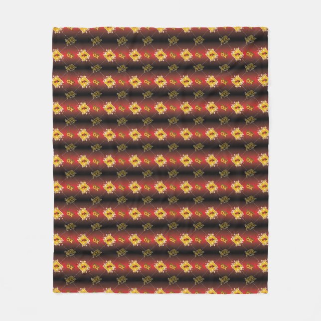 Chinese Year of the Ox Elegant Floral Fleece Blanket (Front)