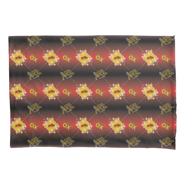 Chinese Year of the Ox Elegant Floral Pillow Case (Front)