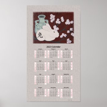 Chinese Year Of The Rabbit 2023 Calendar Poster by sfcount at Zazzle