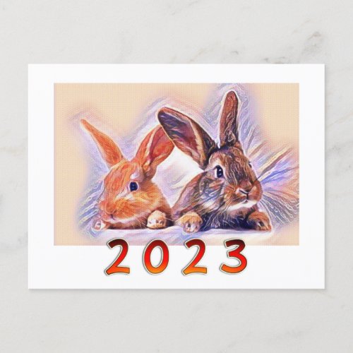 Chinese Year of the Rabbit 2023 stylized art Postcard