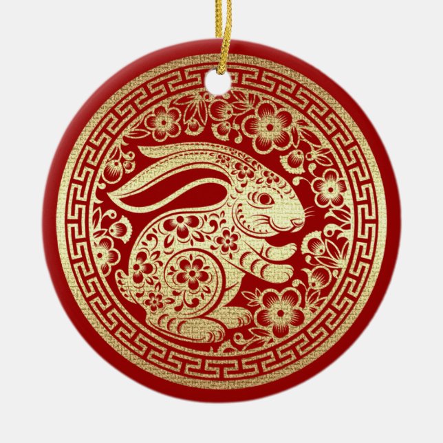 Chinese Year of the Rabbit | Custom Year Gift Ceramic Ornament (Front)
