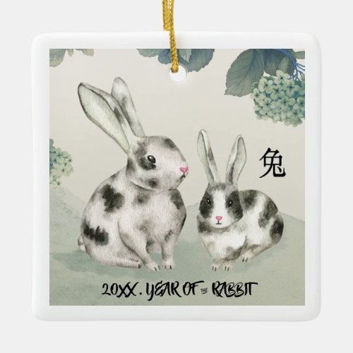 Chinese Year of the Rabbit  Custom Year Gift Ceramic Ornament