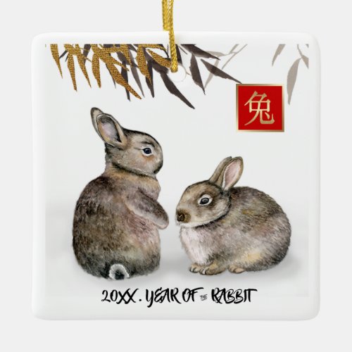 Chinese Year of the Rabbit  Custom Year Gift Ceramic Ornament