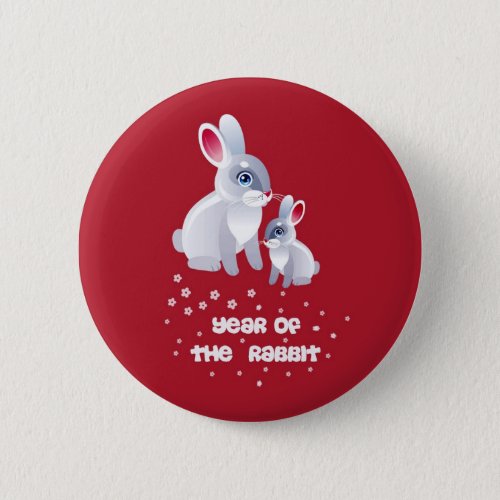 Chinese Year of the Rabbit Cute Bunnies Gift Button