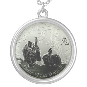 Chinese Year of the Rabbit Silver Plated Necklace