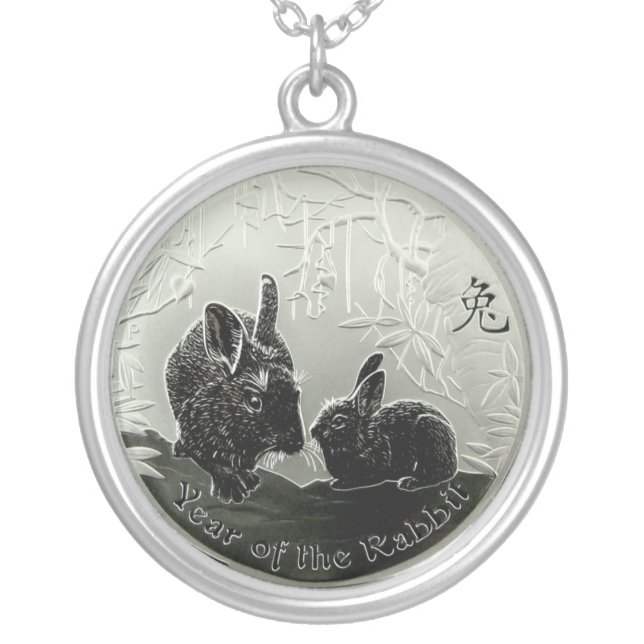 Chinese Year of the Rabbit Silver Plated Necklace (Front)