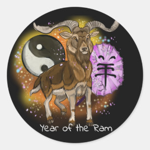 Chinese Year of the Ram Classic Round Sticker