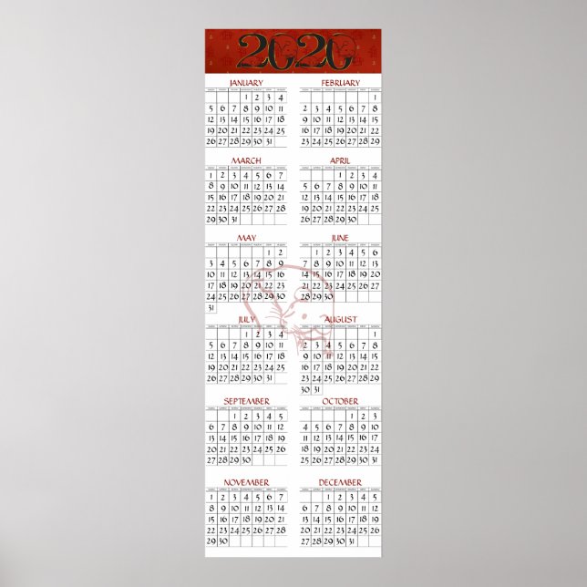 Chinese Year of the Rat 2020 Calendar Poster (Front)