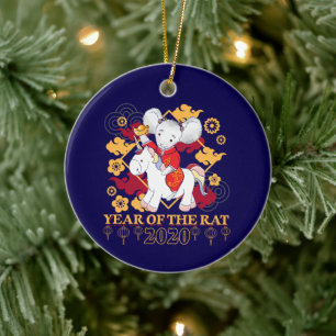Chinese Year of the Rat 2020 Unicorn Ceramic Ornament