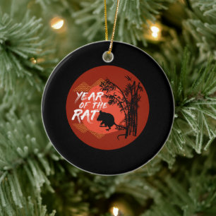 Chinese Year of the Rat - Bamboo Art Ceramic Ornament