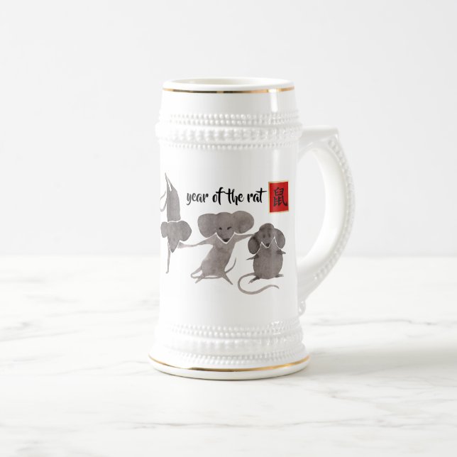 Chinese Year of the Rat | Custom Year Beer Stein (Front Right)