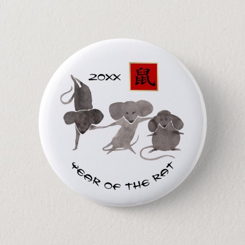 Chinese Year of the Rat  Custom Year Gift Button
