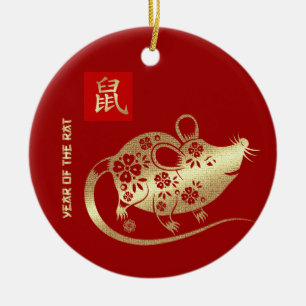 Chinese Year of the Rat Custom Year Gift Ceramic Ornament
