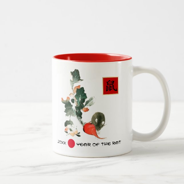 Chinese Year of the Rat | Custom Year & Name Gift Two-Tone Coffee Mug (Right)