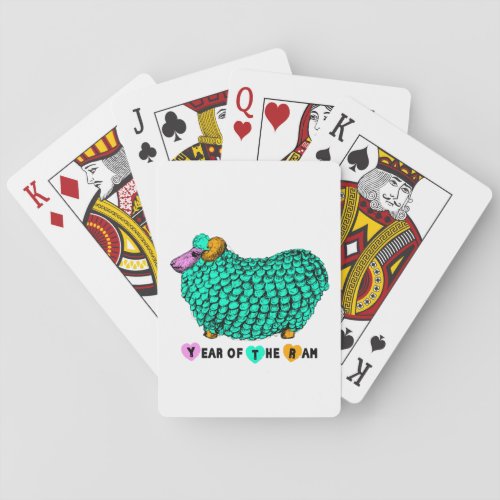 Chinese Year of the Sheep Green Playing Cards