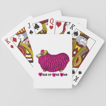 Chinese Year Of The Sheep Pink Playing Cards by 2015_year_of_ram at Zazzle