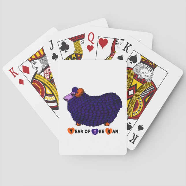 Chinese Year of the Sheep Purple Playing Cards (Back)