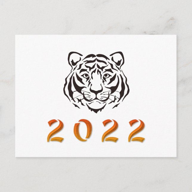 Chinese Year of the Tiger 2022 black white Postcard (Front)
