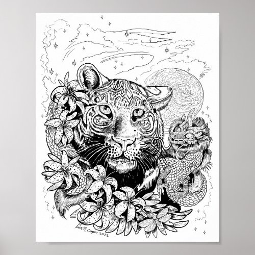 Chinese Year of the Tiger 2022 Coloring Poster