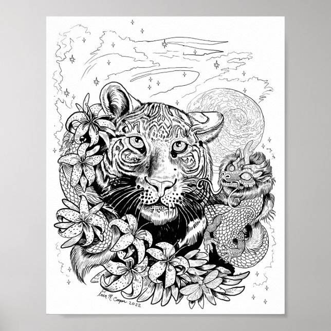 Chinese Year of the Tiger 2022 Coloring Poster (Front)